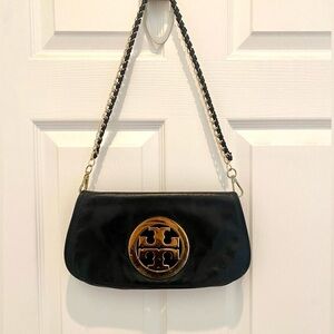 Tory Burch Leather Clutch with gold hardware.
